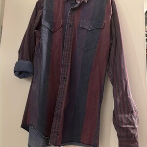 Wrangler Dark Red and Blue Button-Up Shirt